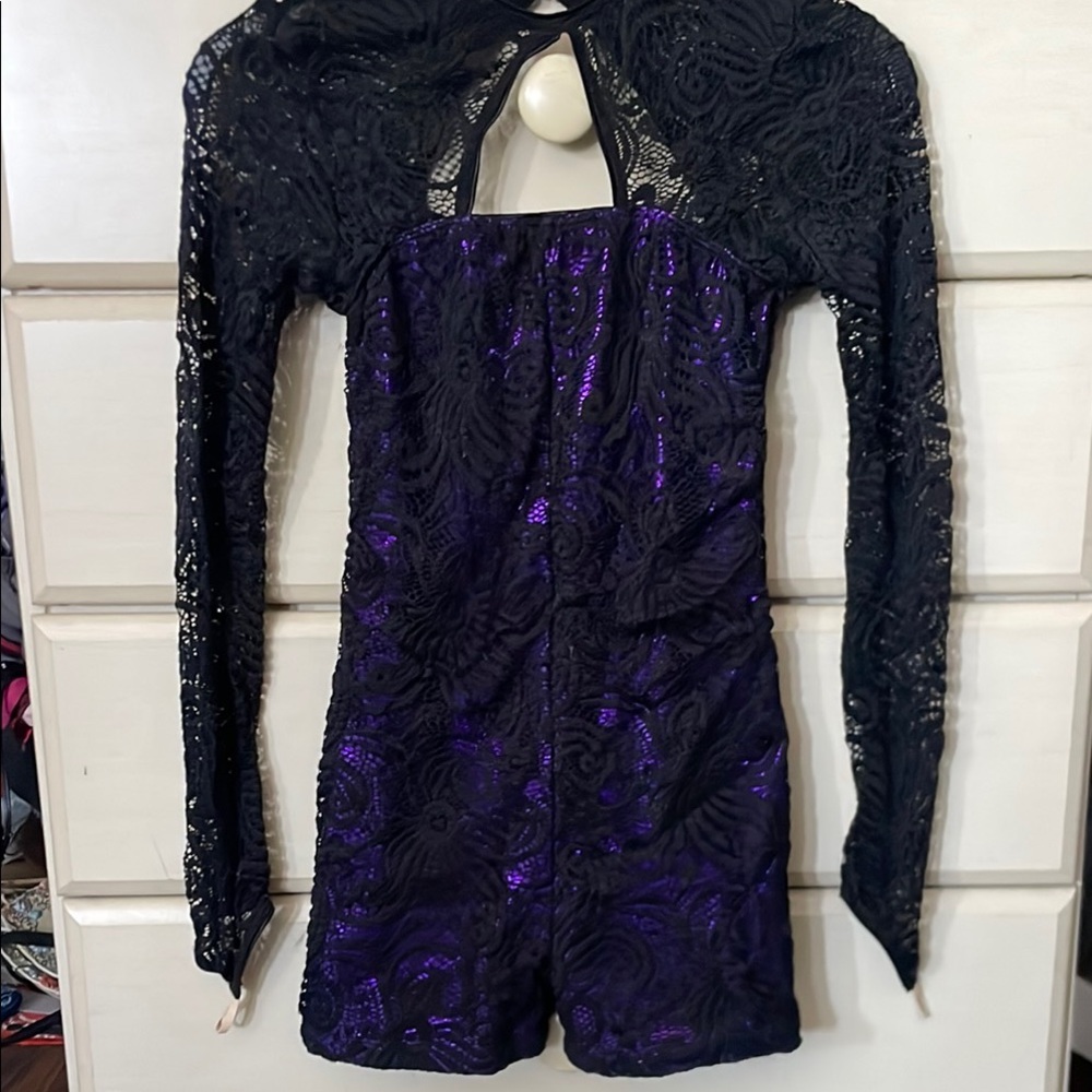 Dance costume purple black and lace.